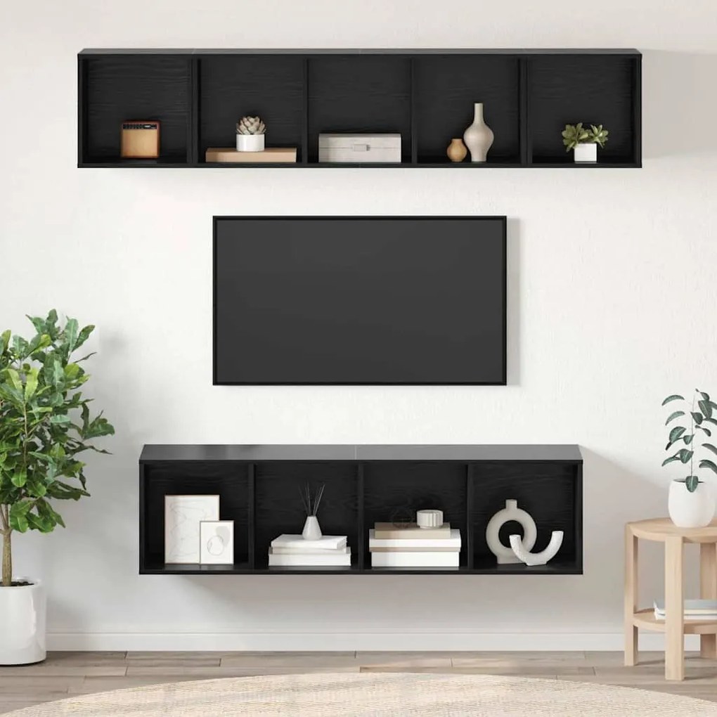 vidaXL Conjunto de móvel de TV 4 pcs Carvalho preto 37 x 37 x 142.5 cm