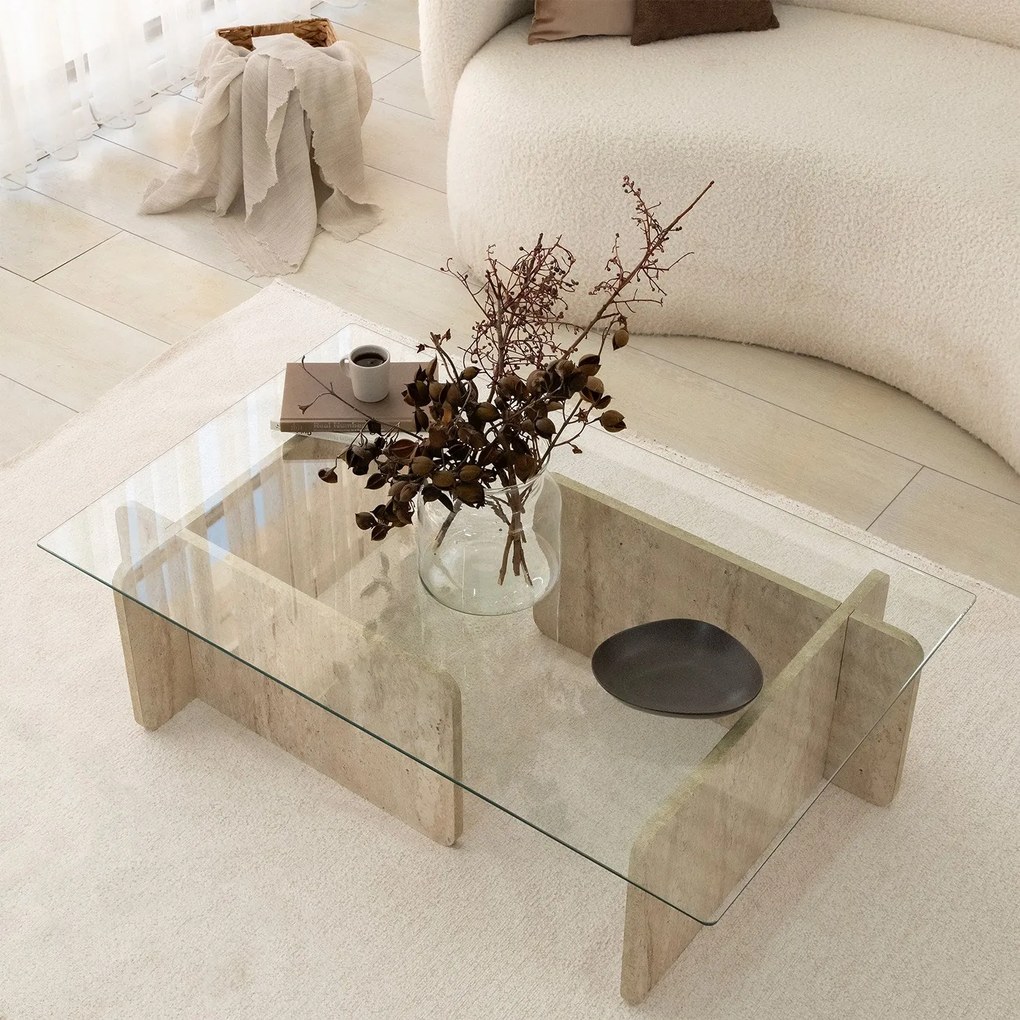 Mesa de Centro Escape – Travertino – 105 cm x 30 cm x 65 cm