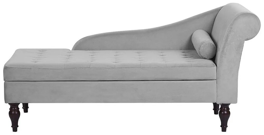 Chaise-longue à direita com arrumação em veludo cinzento claro PESSAC II Beliani