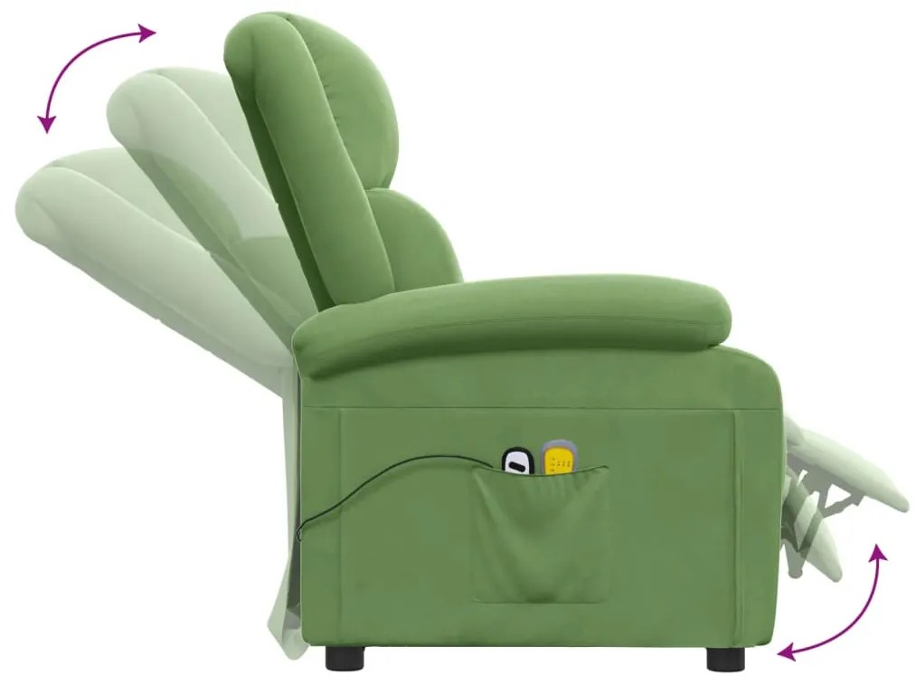 Poltrona de massagens elétrica veludo verde-claro