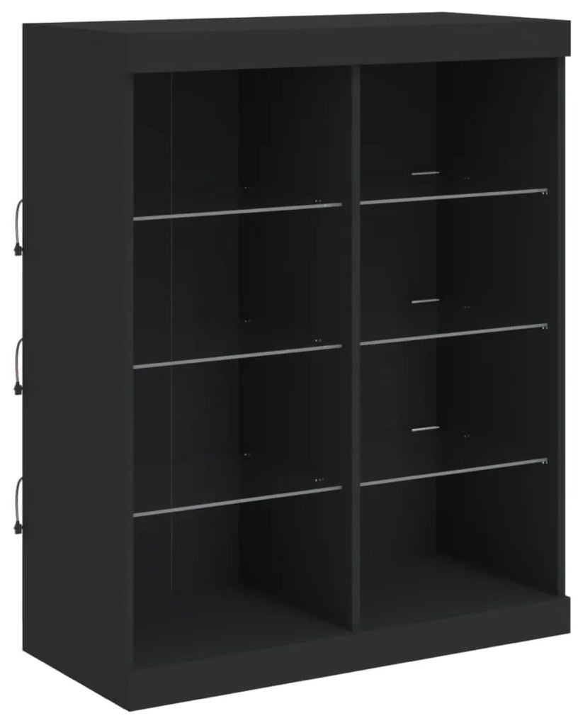 Aparador com luzes LED 81x37x100 cm preto