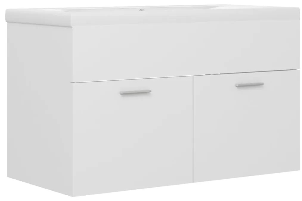 Armário lavatório c/lavatório embutido derivados madeira branco