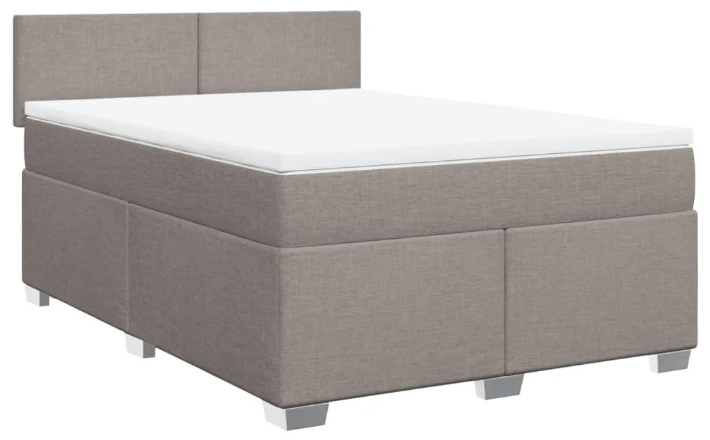 Cama com molas/colchão 140x200 cm tecido castanho-acinzentado