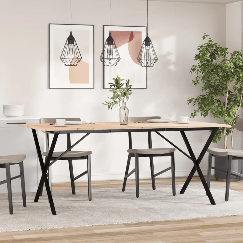 Mesa de jantar estrutura em X 180x90x75cm pinho e aço