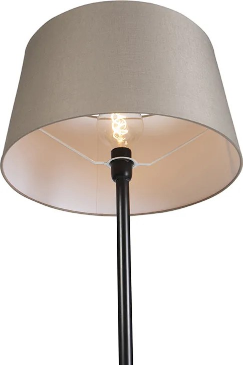 Candeeiro de pé preto com abajur de linho bege 45 cm - Simplo