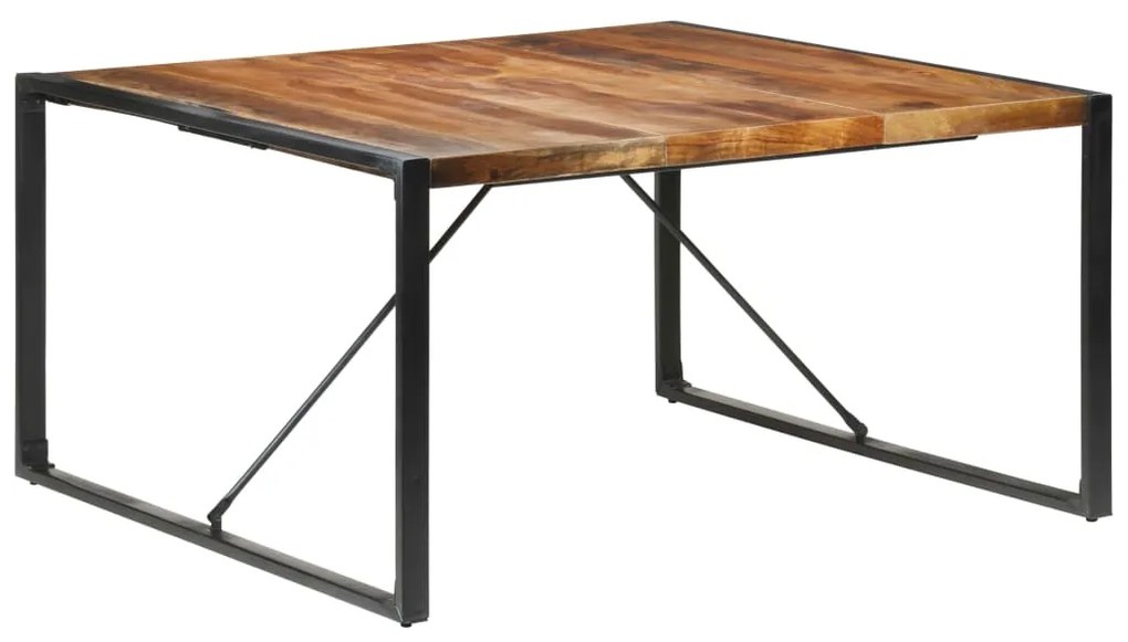 Mesa jantar 140x140x75 cm madeira maciça c/ acabamento sheesham