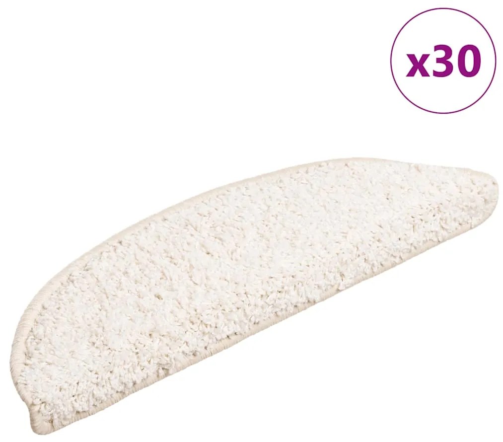 Tapetes de escada 30 pcs 56x17x3 cm branco