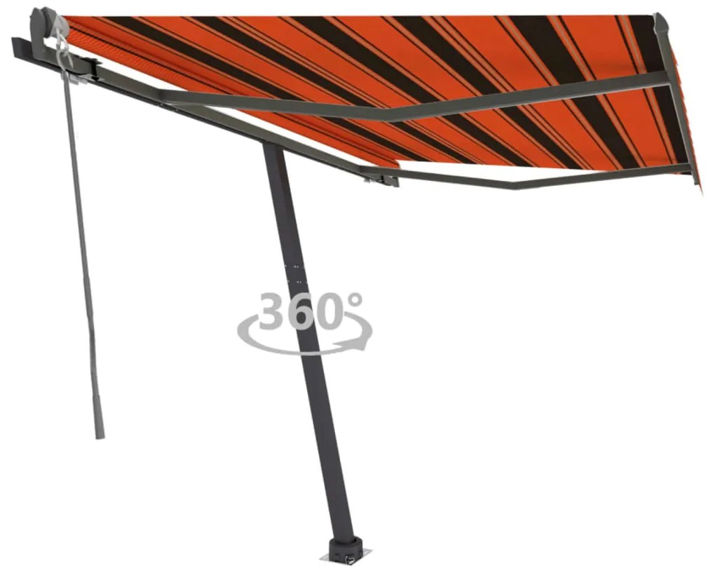 Toldo automático independente 300x250 cm laranja e castanho