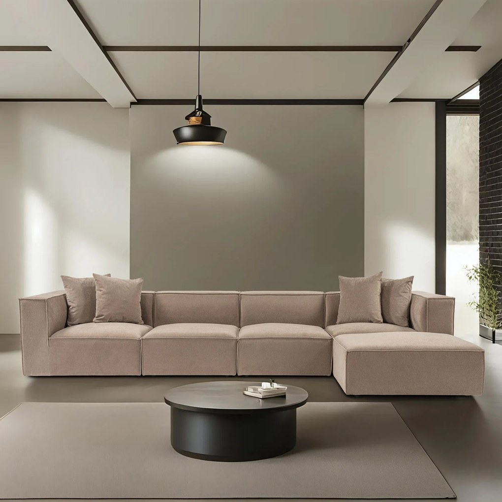 Sofá de Canto Sora – Cappuccino – 350x65x190 cm