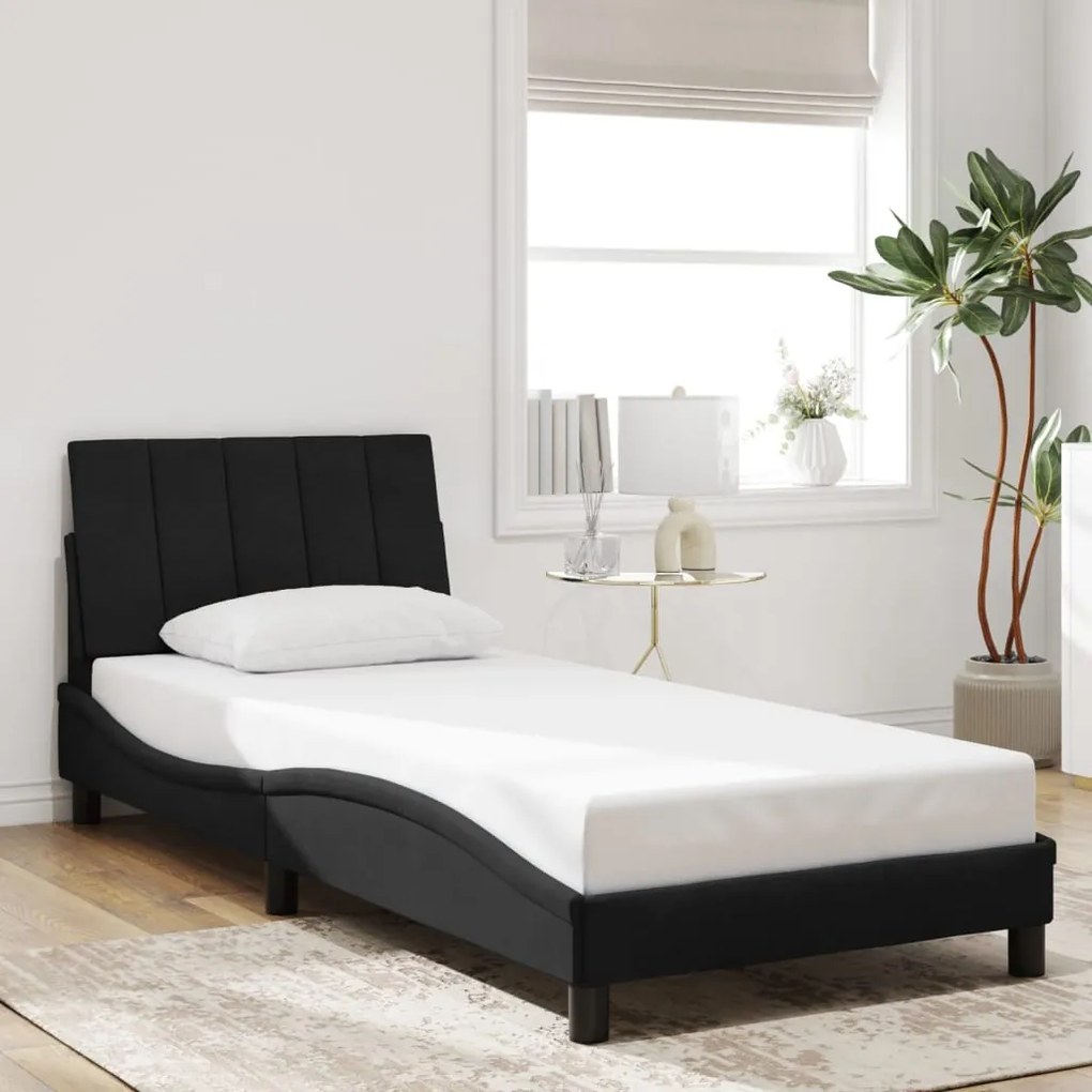 Estrutura de cama c/ cabeceira 90x200 cm veludo preto