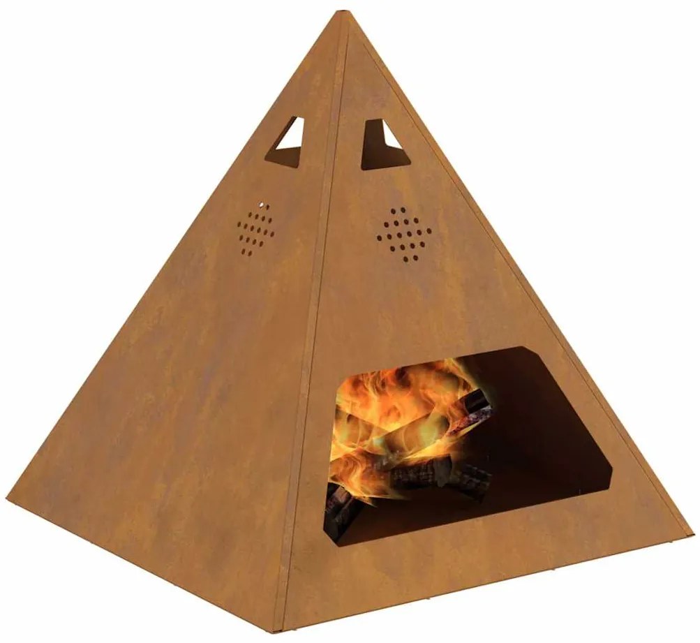 Fogueira Pyramid 50x50x51 cm Aço Envelhecido