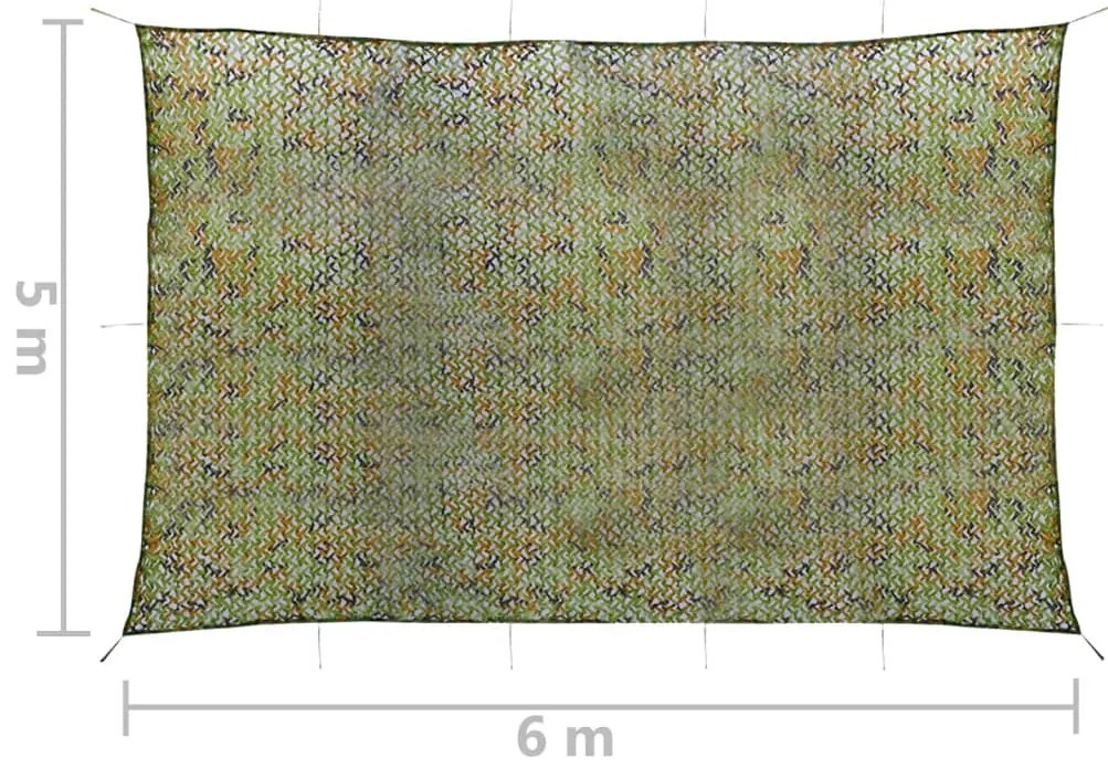 Rede de camuflagem com saco de armazenamento 5x6 m verde