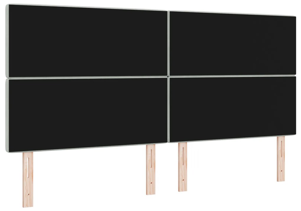 Cabeceira Botão de Cristal Tufted Cinza Claro de 200 cm em Veludo