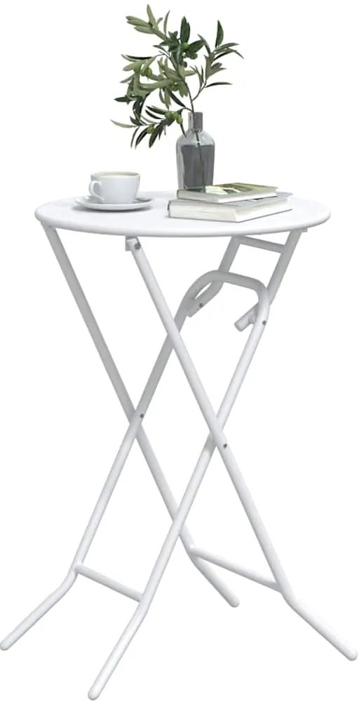 Mesa de Jardim Dobrável Branca Ø50x72 cm Aço