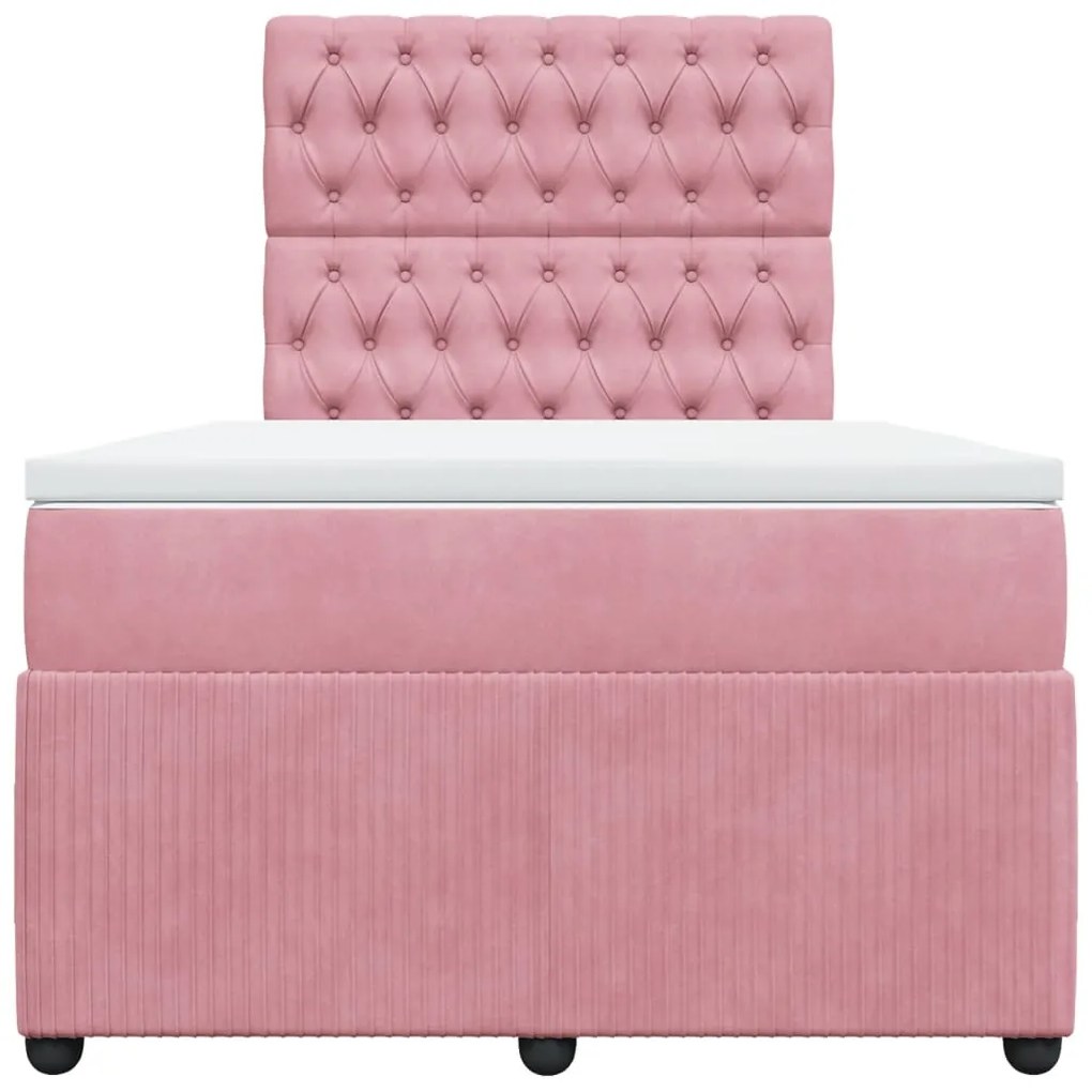 Cama boxspring com colchão 120x200 cm veludo rosa