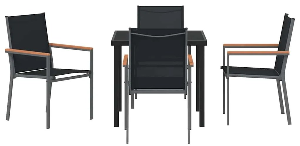 Conjunto de Jantar de Jardim com 5 peças - Preto, Textilene e Aço