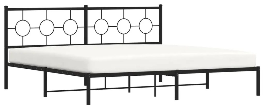 Estrutura de cama com cabeceira 200x200 cm metal preto