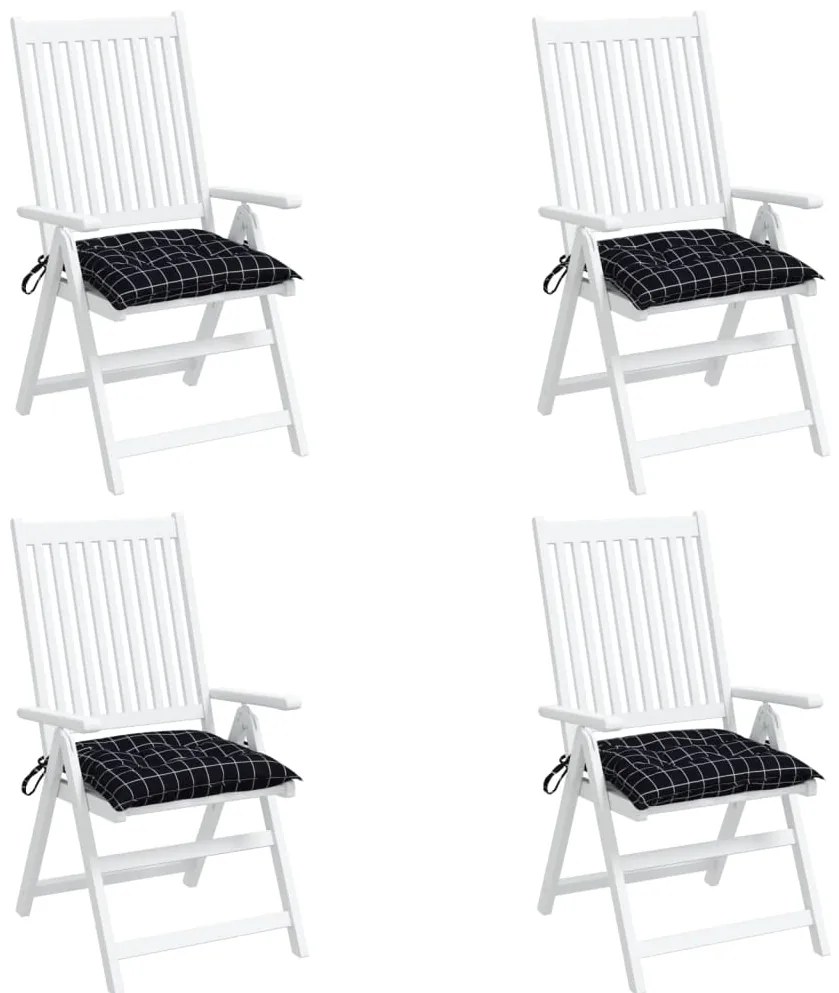 Almofadões p/ cadeira 4pcs 40x40x7cm tecido padrão xadrez preto