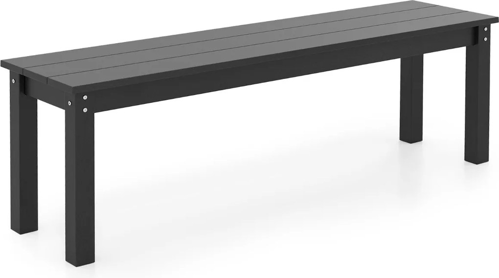 Banco de jardim em HDPE de 140 cm para 2-3 pessoas  sem encosto resistente às intempéries Preto