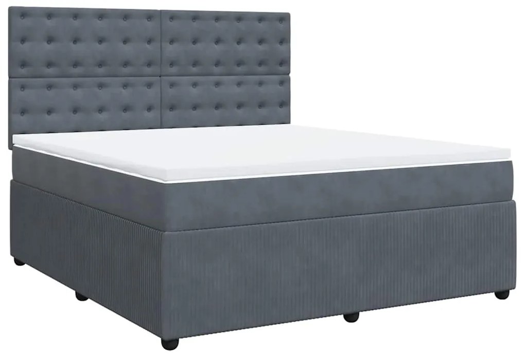 Cama com molas/colchão 180x200 cm veludo cinzento-escuro
