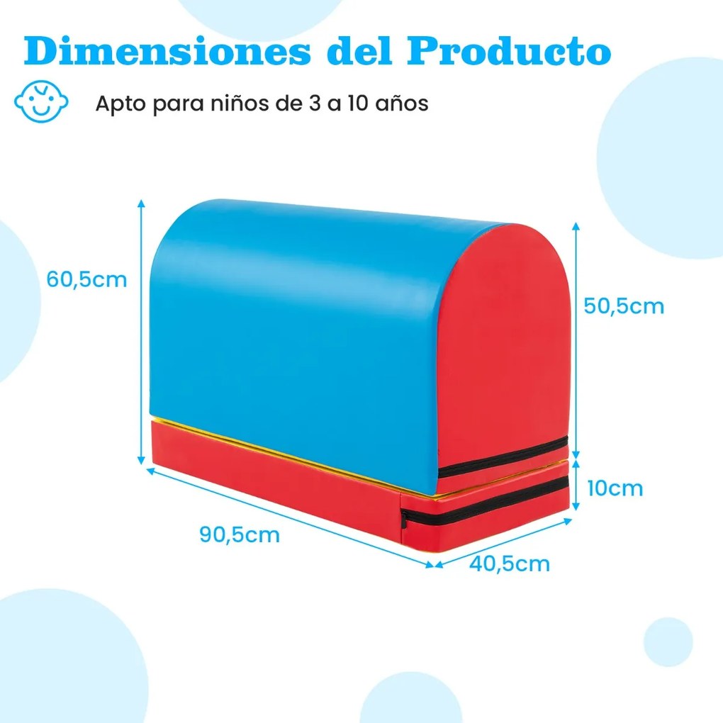 Colchão de Treinos Ginastica 90 x 40 x 60 cm para treino com cavalo de salto e a ponte Desmontável Alça de Transporte Azul Claro