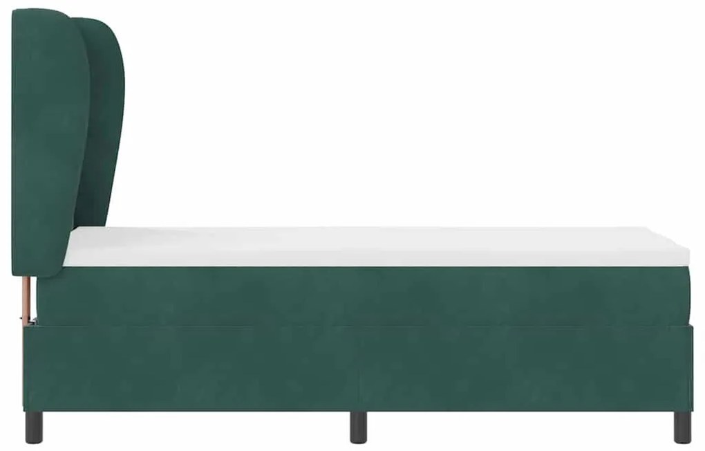 Cama com Estrado e Colchão Verde Escuro 80x200 cm - Veludo