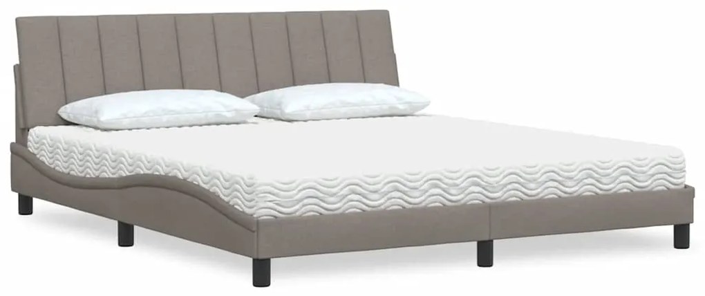 Cama com colchão 180x200 cm tecido castanho-acinzentado