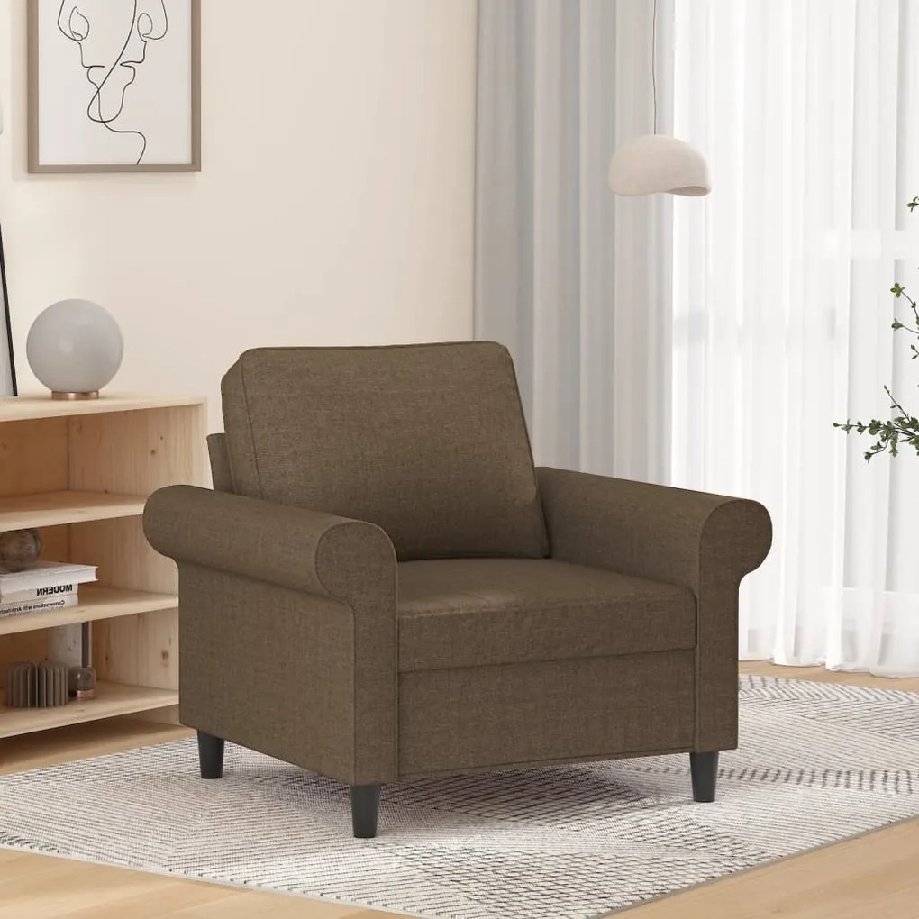 vidaXL Poltrona 60 cm tecido castanho