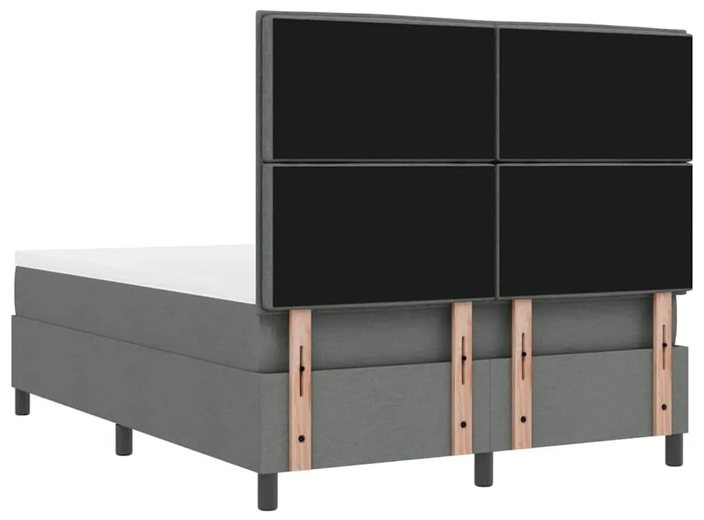 Cama Box Spring com Colchão &amp; Banco Cinza Escuro 160x200 cm Tecido