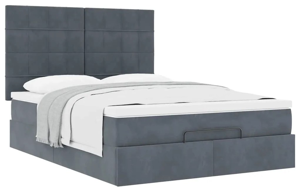 Estrutura de cama otomana colchões 140x200 cm cinzento escuro