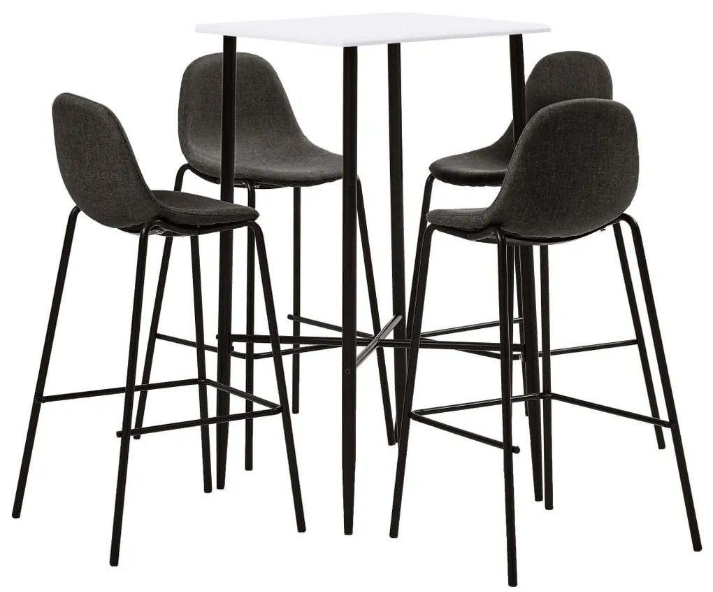 vidaXL 5 pcs conjunto de bar tecido cinzento-escuro