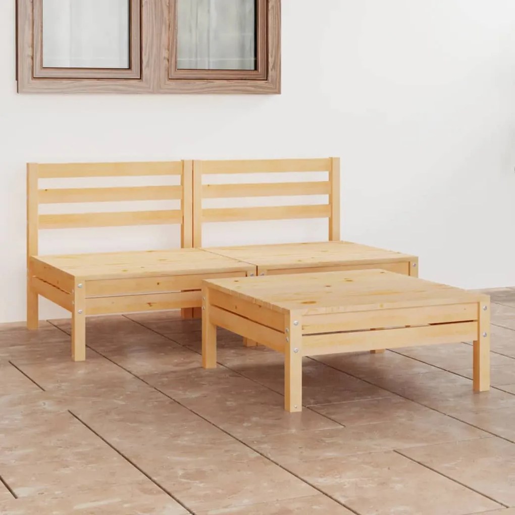 vidaXL 3 pcs conjunto lounge de jardim pinho maciço