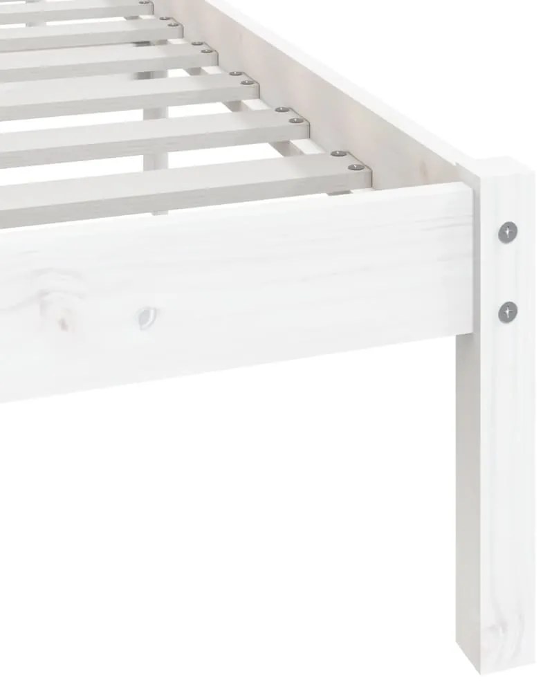 Estrutura de cama de casal 135x190 cm pinho maciço branco