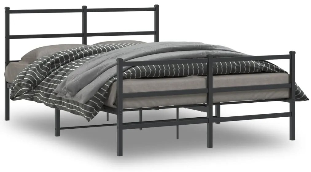 Estrutura de cama com cabeceira e pés 140x200 cm metal preto