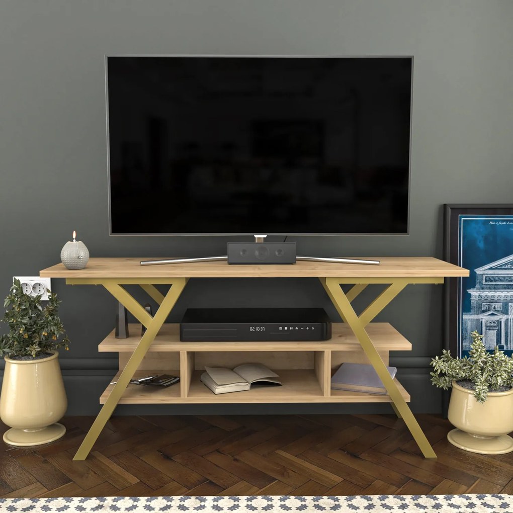 Móvel TV Minerva – Carvalho Dourado – 120x35x55 cm