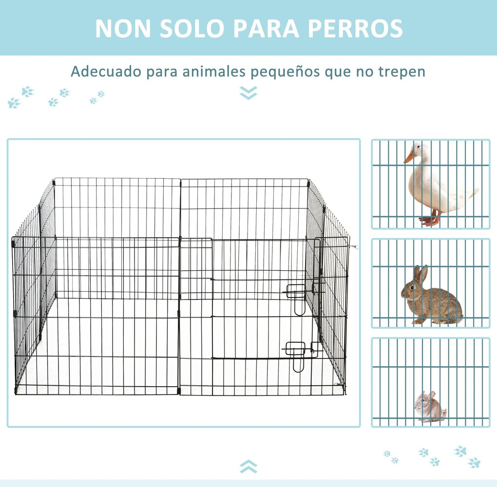 PawHut Parque para Cães 8 Painéis 61x61cm Dobráveis Gaiola Metálica pa