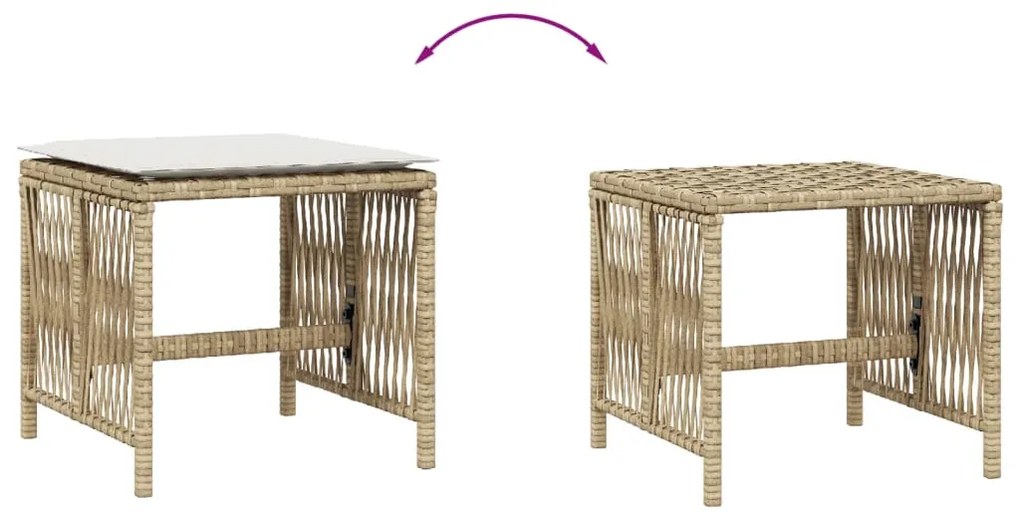Bancos de jardim com almofadões 4 pcs 41x41x36 cm vime PE bege