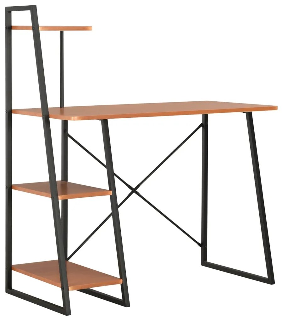 20285 vidaXL Secretária c/ unidade prateleiras 102x50x117cm preto e castanho