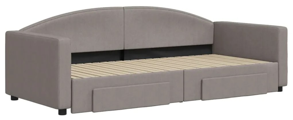 Sofá-cama c/ gavetão/gavetas 90x200 cm tecido cinza-acastanhado