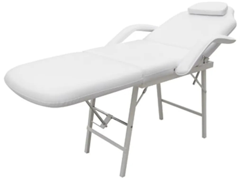vidaXL Cadeira de massagem ajustável em couro artificial branco