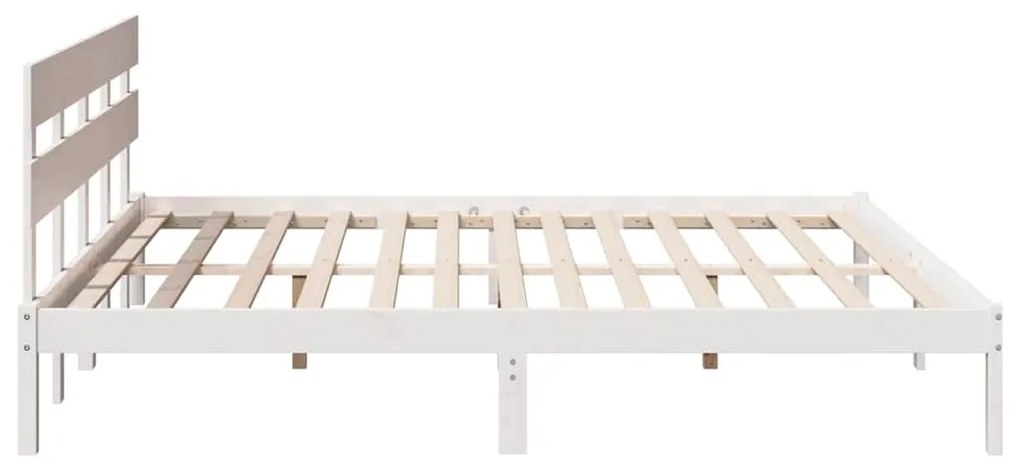Estrado de Cama com Cabeceira Branca 200x200 cm em Madeira Maciça de P