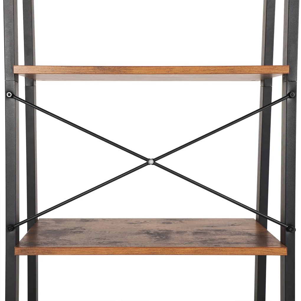 Estante em escada de design industrial 4 prateleiras 34 x 56 x 137,5 cm Castanho Vintage-preto