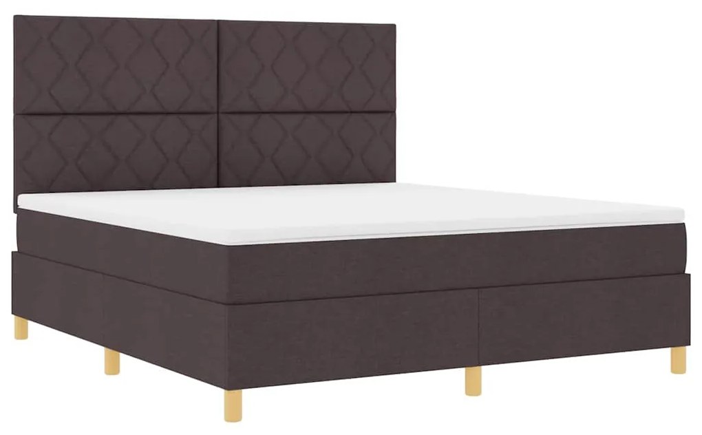 Cama Box com Colchão &amp; LED Castanho 180x200 cm Tecido