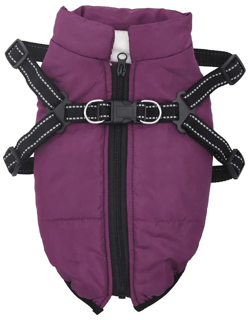 casaco para cães com arnês impermeável reflexivo roxo L32
