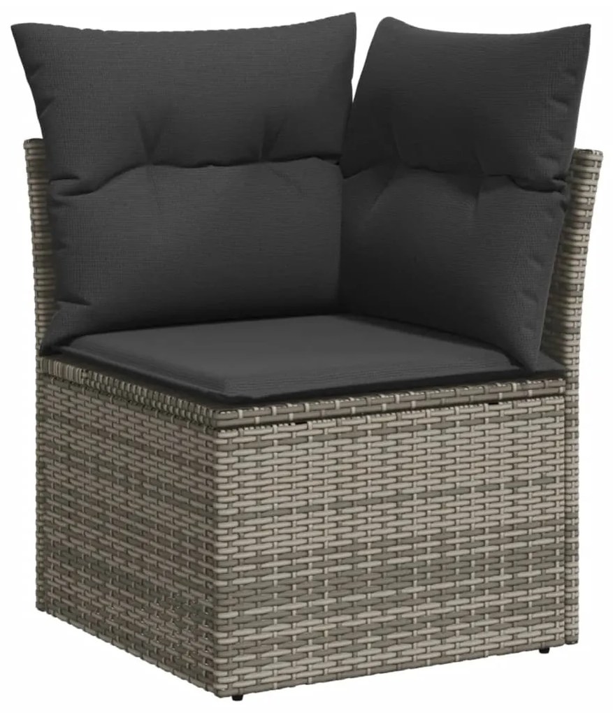 13 pcs conjunto sofás p/ jardim c/ almofadões vime PE cinzento