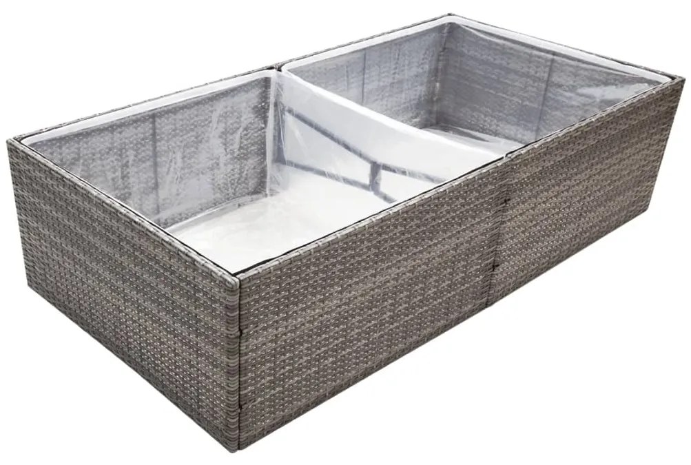 Vaso/floreira de jardim 157x80x40 cm vime PE cinzento