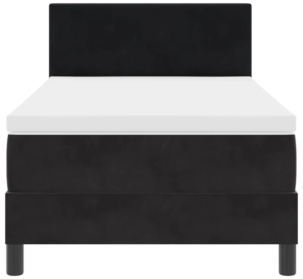 Cama Box Spring vidaXL com Colchão Preto Solteiro Veludo