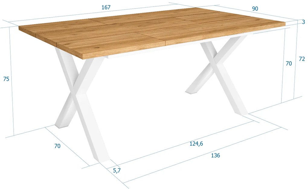 Mesa de sala de jantar | 8 pessoas | 170 | Robusto e estável graças à sua estrutura e pernas sólidas | Ideal para reuniões familiares | Oak | Estilo i