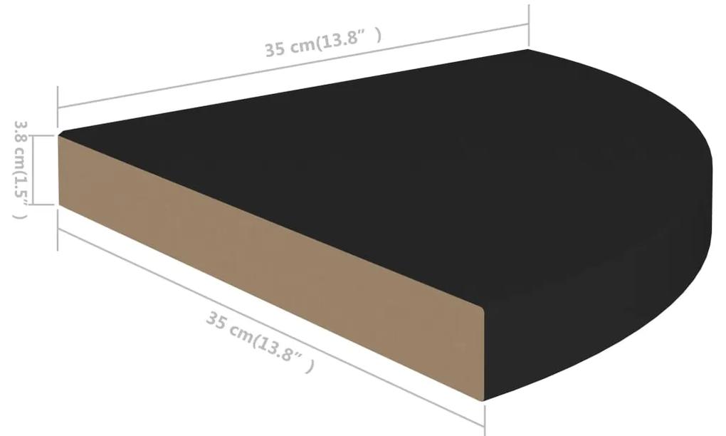 Prateleira de canto suspensa 35x35x3,8 cm MDF preto
