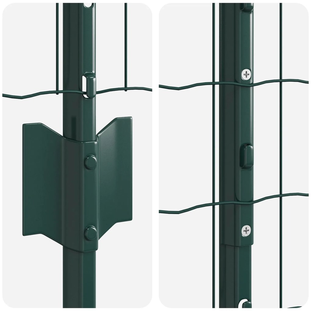 Cerca Euro com 5 Postes U Verde 1,6x10 m Aço